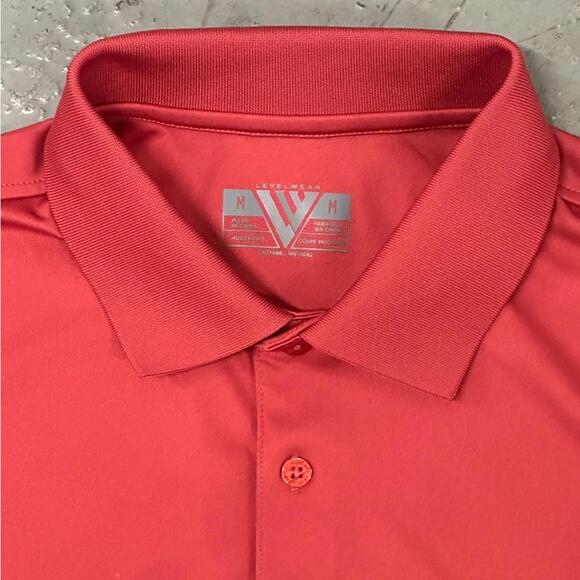 Men's Levelwear Red Golf Polo - Picture 4 of 5